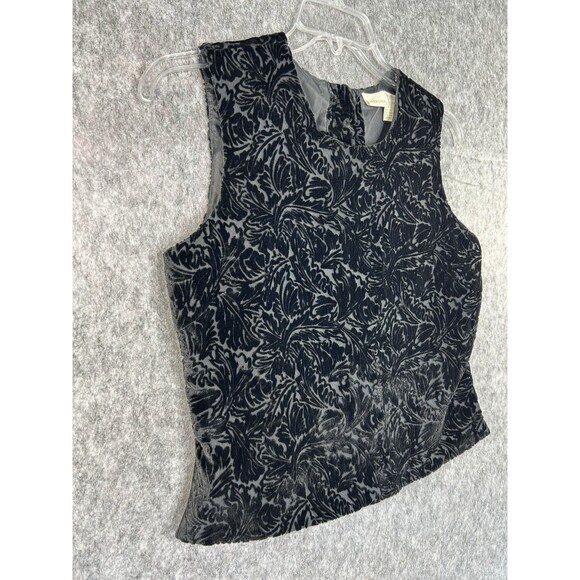 Merona Women Size M Velvet Burnout Blouse Sleeveless Whimsigoth Silk Blend - Picture 3 of 9